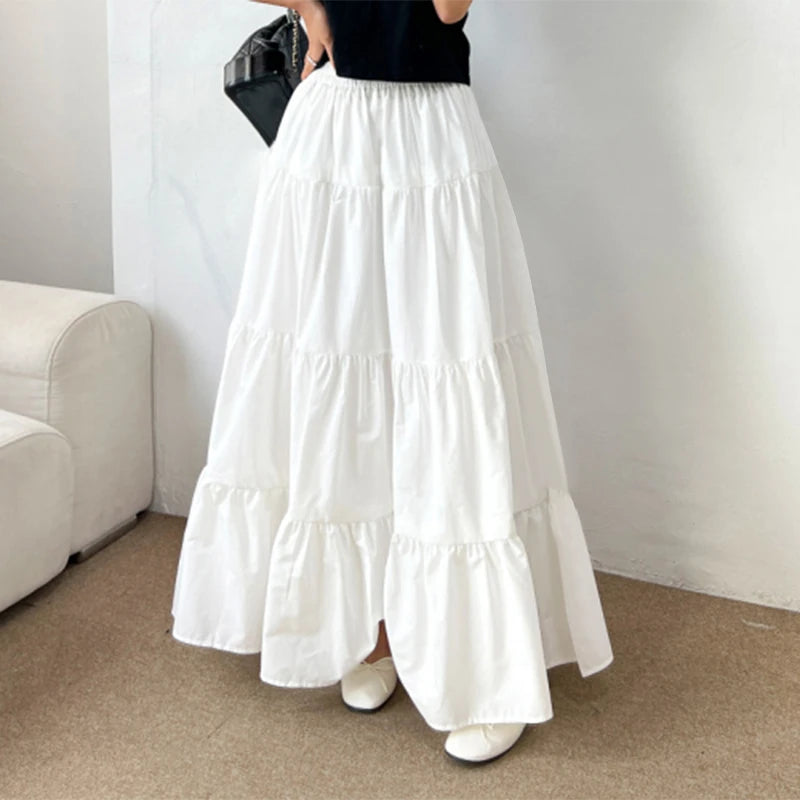 Maxi Skirt Elastic Waist Casual wear Long