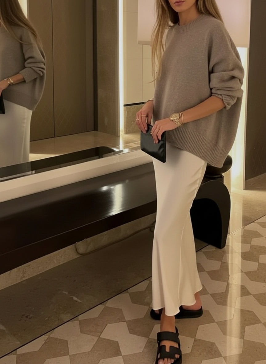 Women’s Black Satin High Waist Skirt