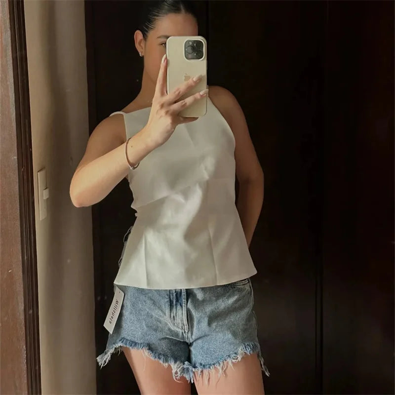 Sleeveless Strappy Backless Top