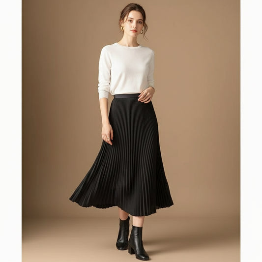 Women’s Vintage Satin A-Line Midi Skirt