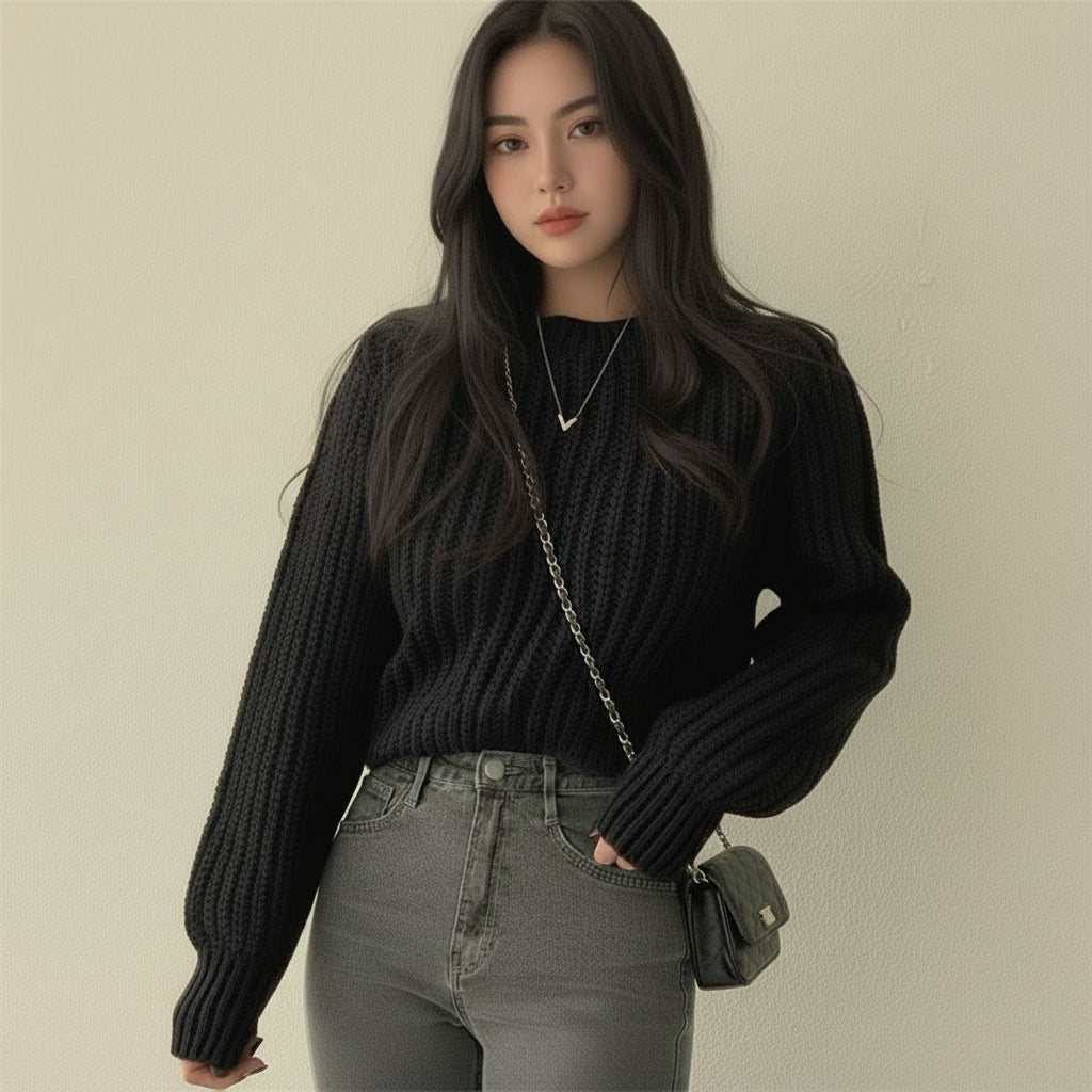 Vintage  Long Sleeve Women Soft Warm  Sweater