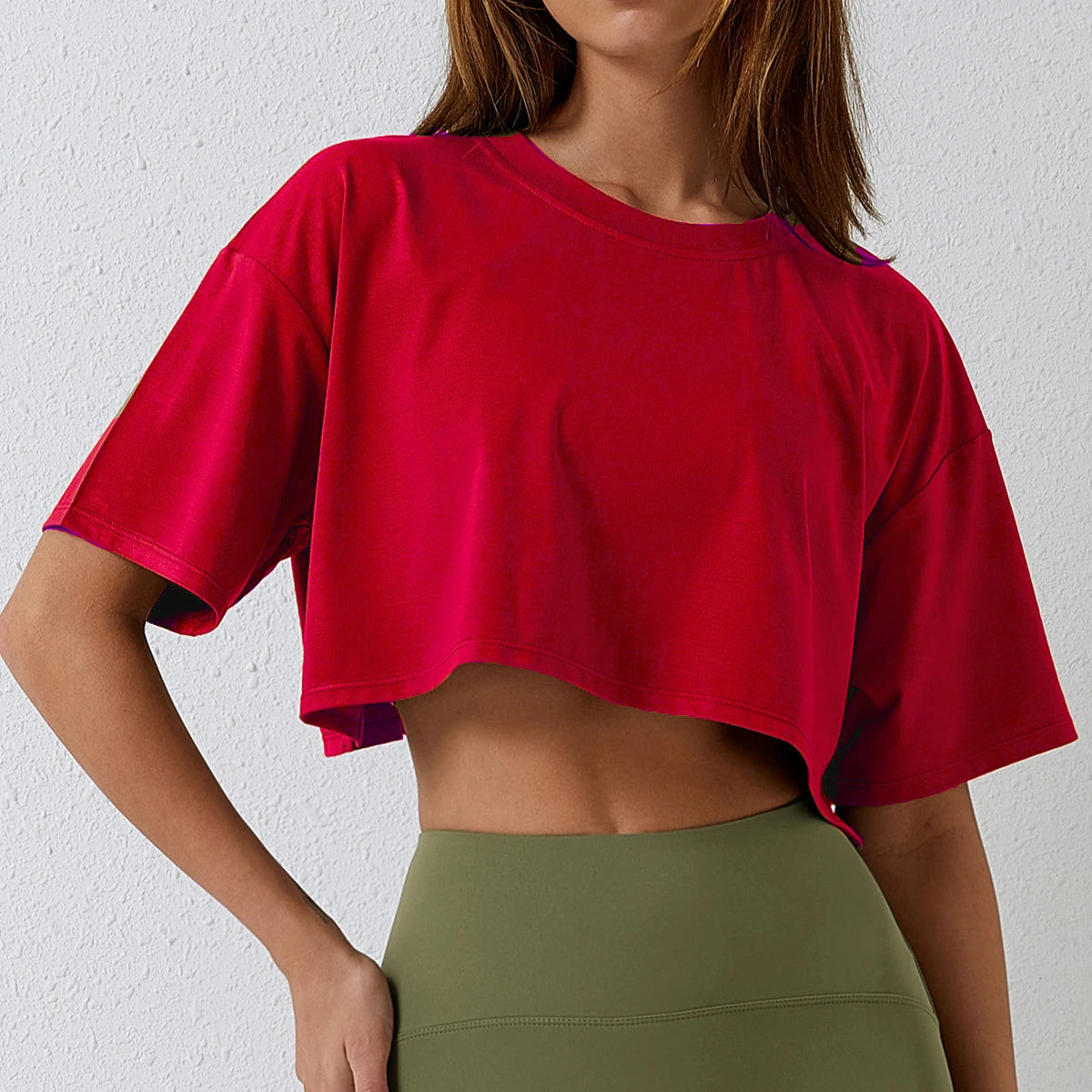 Cotton Crop Top – Short Sleeve Yoga & Workout T-Shirt