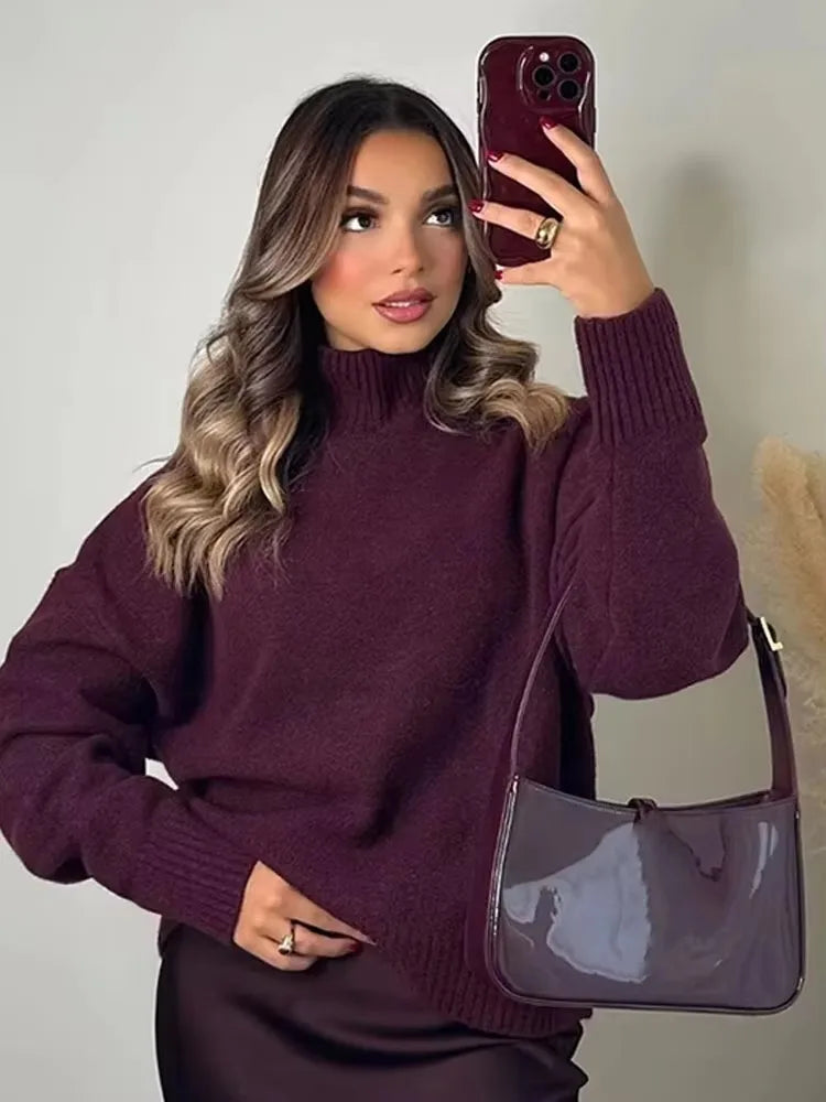 Women Vintage Burgundy  Sweater