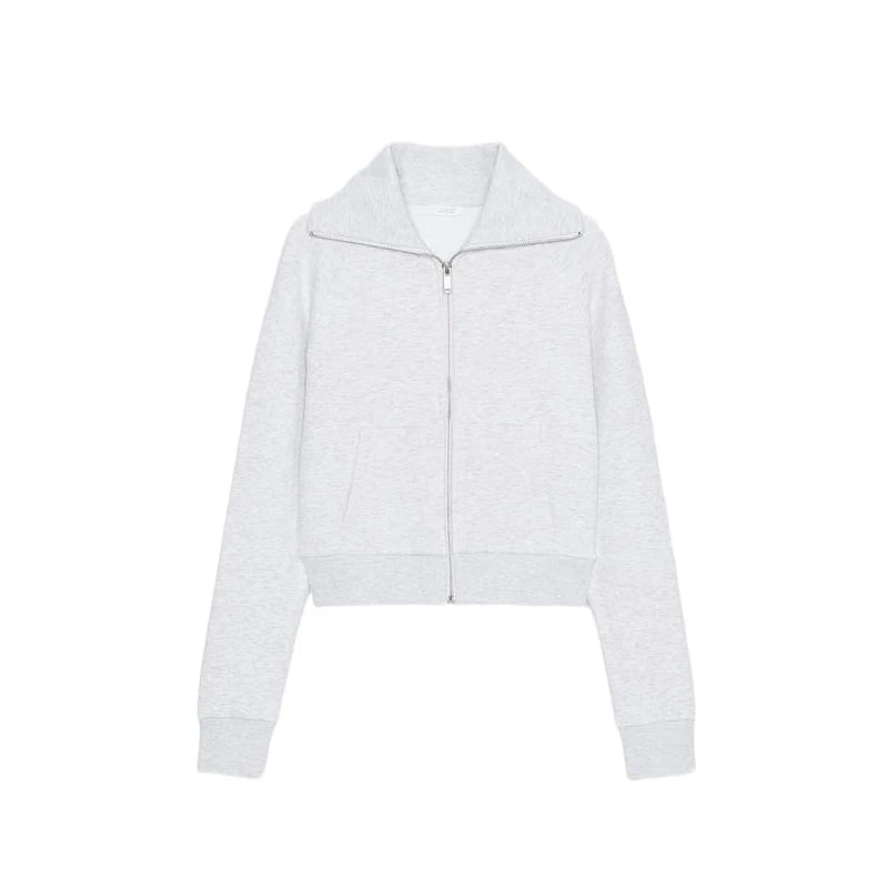 Woman Flared Pants Zip Coats Lapel Collar Outwear  Daily Outwear Clothes